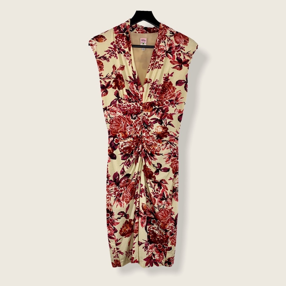 Molly New York Ruched Sheath Dress Red/Cream S